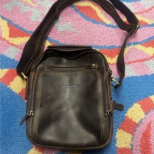 Dark Brown Leather Messenger Bag